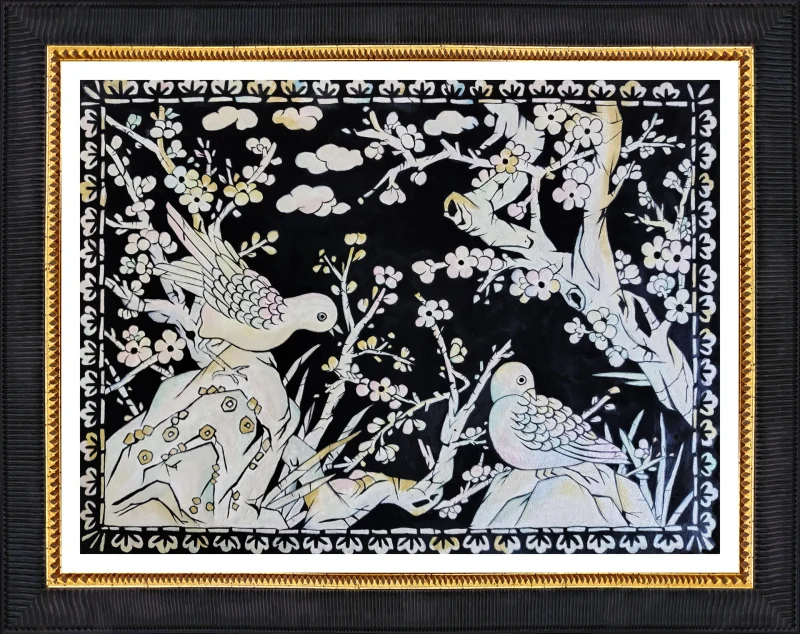A Flower and Bird Painting in Mother- of- Pearl style l